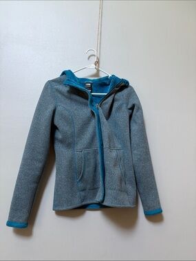 The North Face Women's Gray Fleece Jacket with Teal Trim